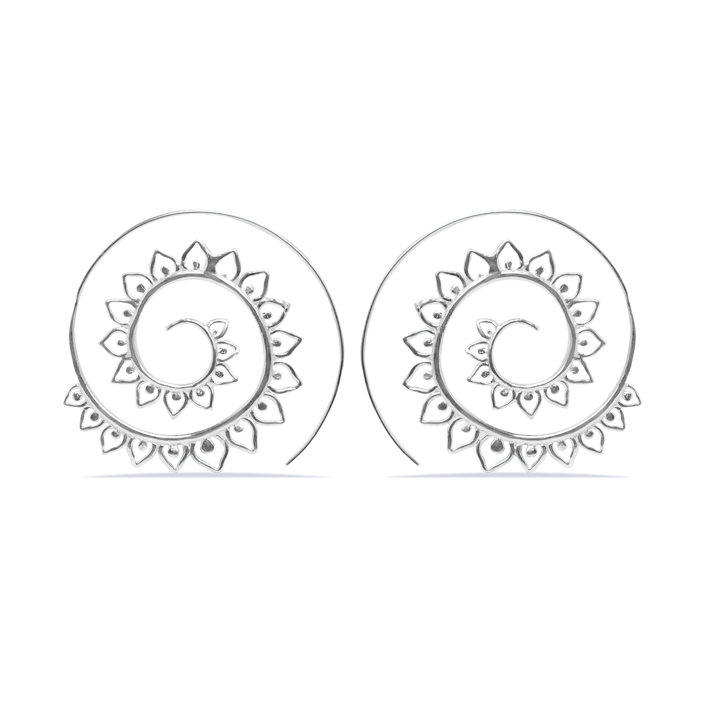 Spiral Lotus With Small Dots Earrings (Code: EB50)