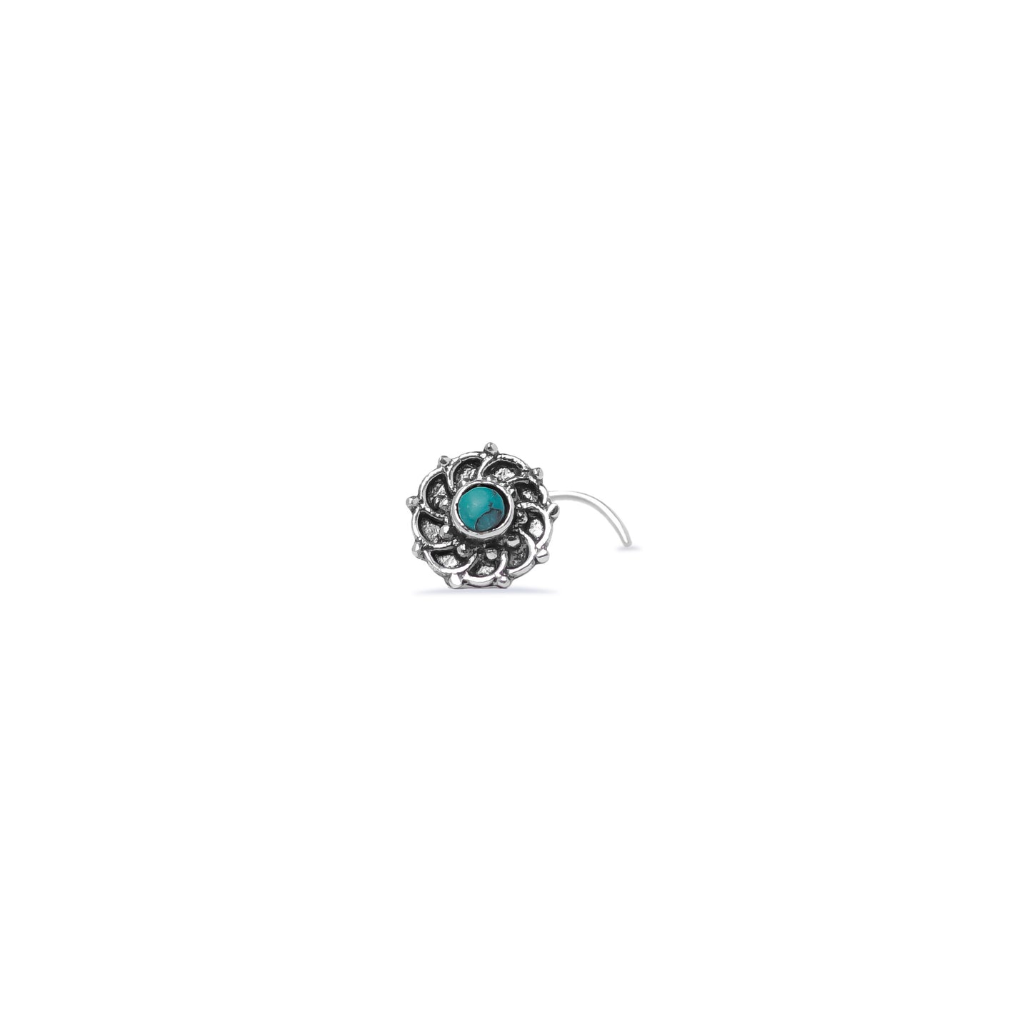 Geometric Flower With Gemstone Nose Stud (Code: NS10)
