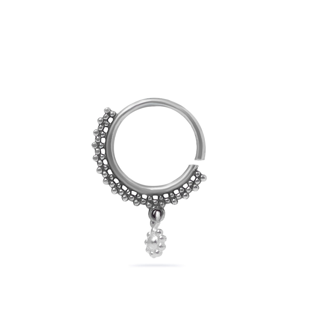 Small Dots With Flower Charm Nose Ring (Code: NL9)
