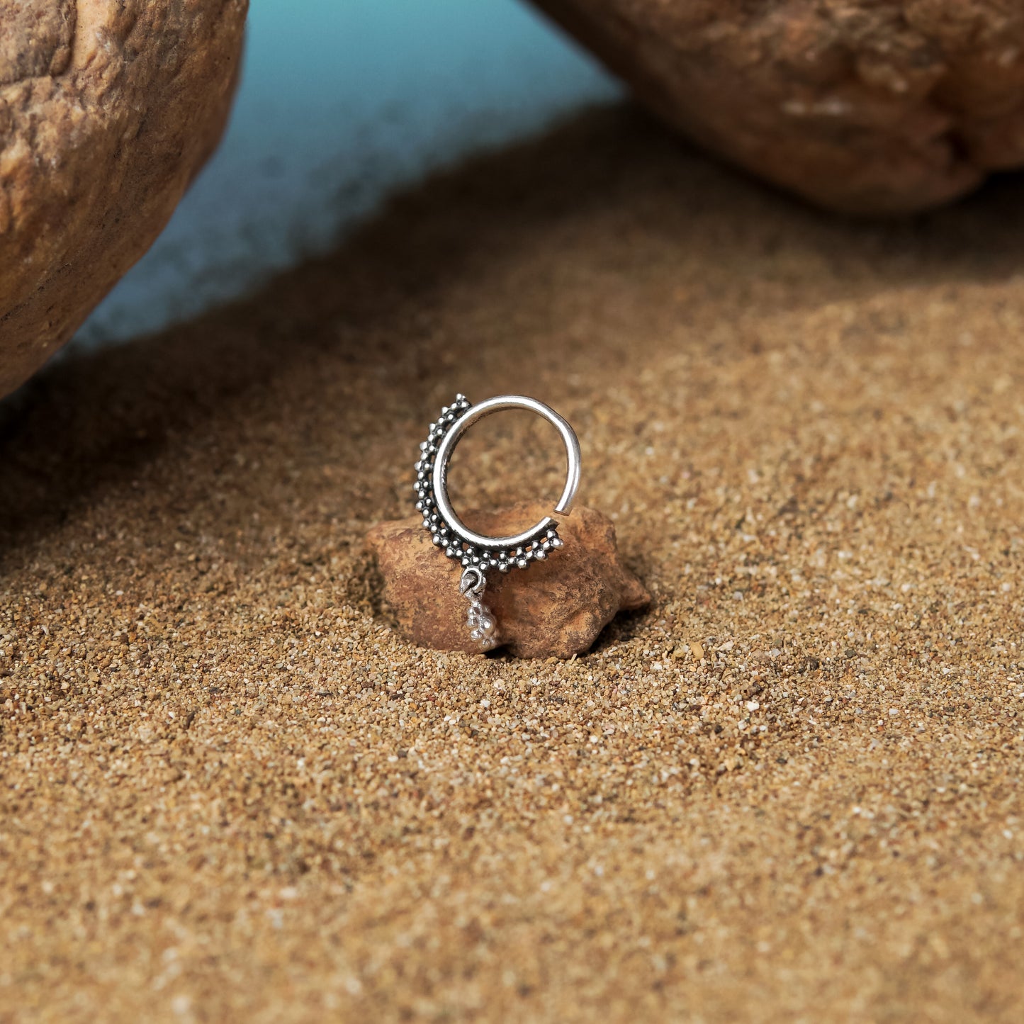 Small Dots With Flower Charm Nose Ring (Code: NL9)