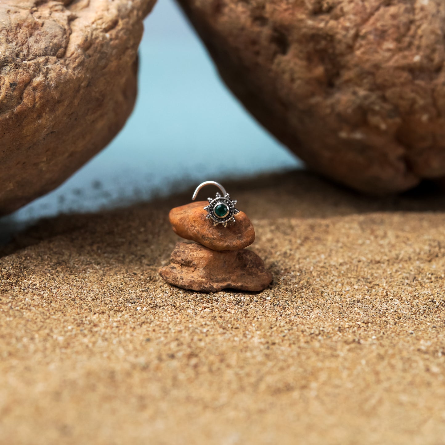 Mandala With Gemstone Nose Stud (Code: NS37)