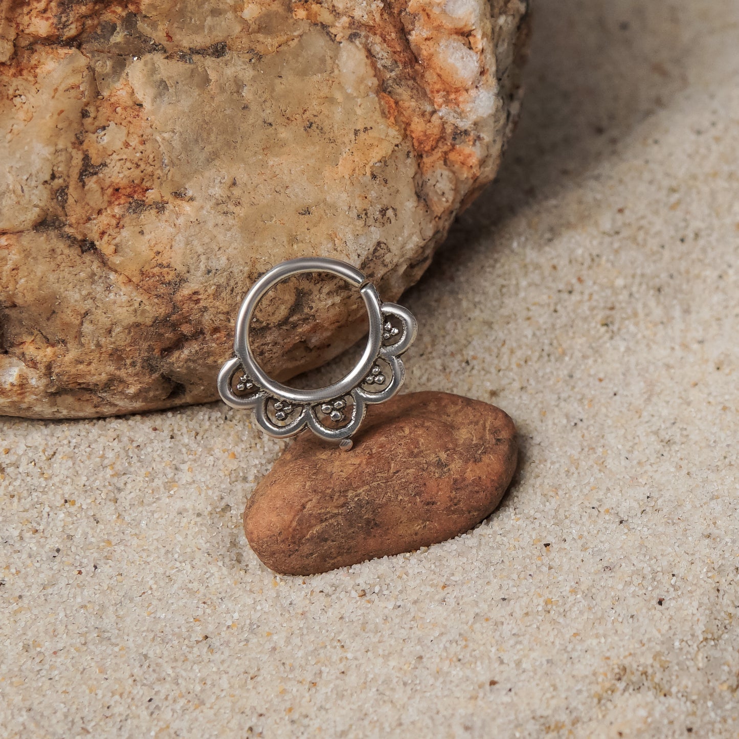 Lotus With Dots Septum Ring (code: S4)