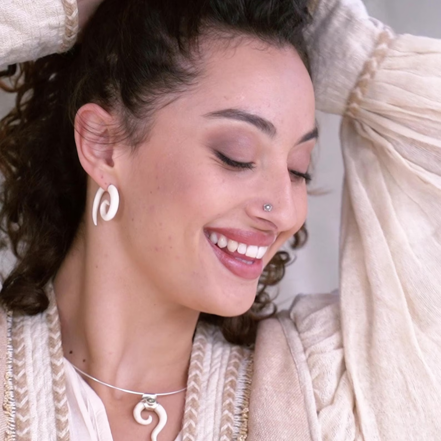 Spiral Fake Gauge Earrings made of Bone