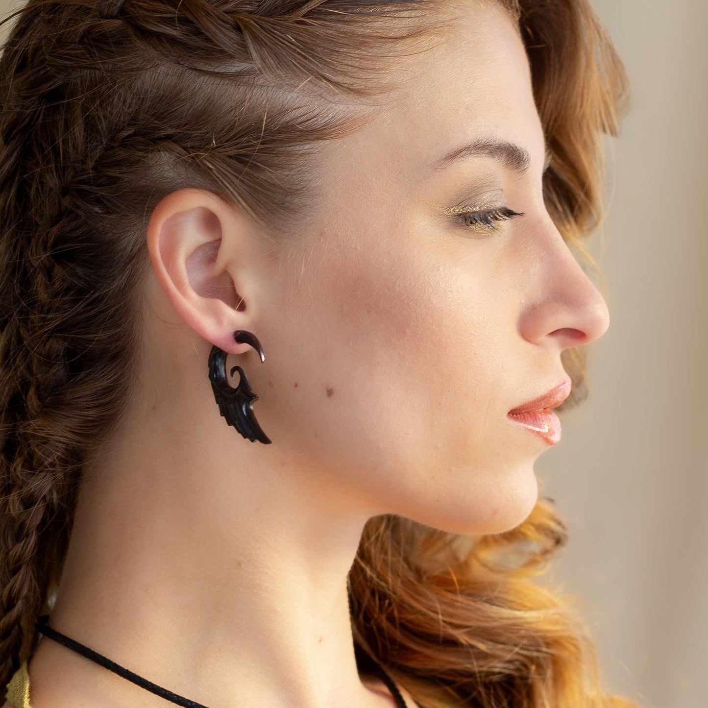 Maya Fake Gauge Earrings made of Wood
