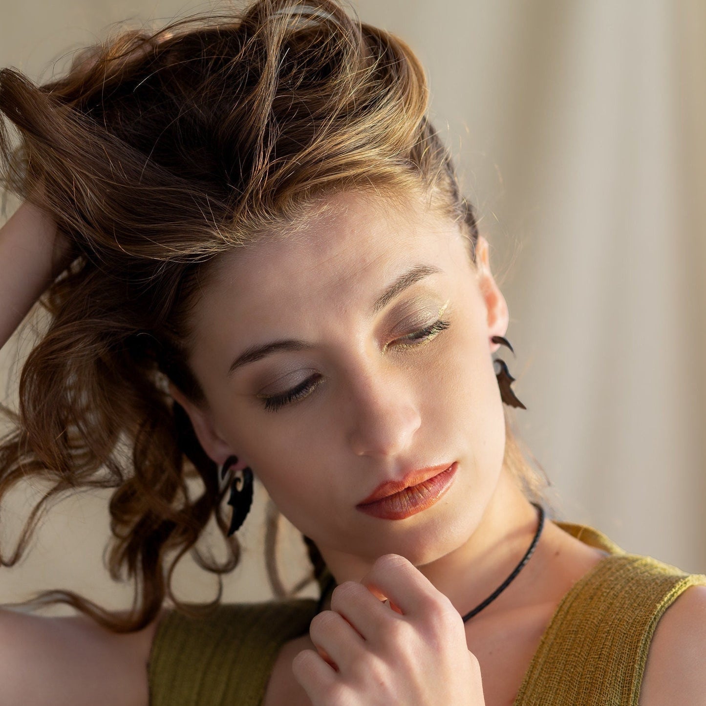 Maya Fake Gauge Earrings made of Wood