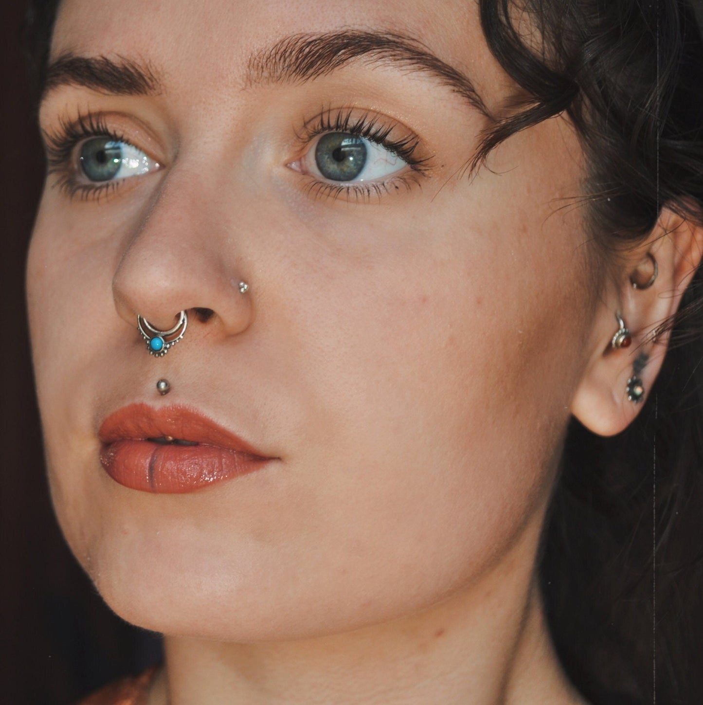 Turquoise/Green Onyx Septum Ring (code: S35)