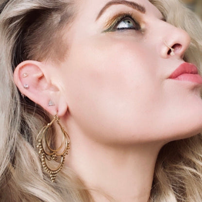 Ethnic Drop Earrings With Small Dots (Code: EB37)