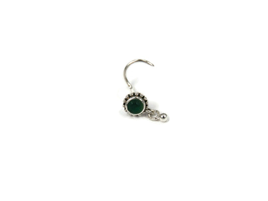 Gemstone Flower Nose Stud With Ball Charm (Code: NS46)