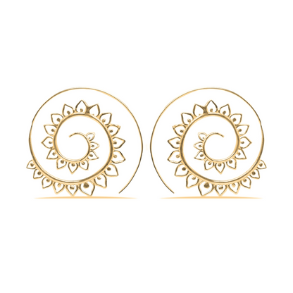 Spiral Lotus With Small Dots Earrings (Code: EB50)