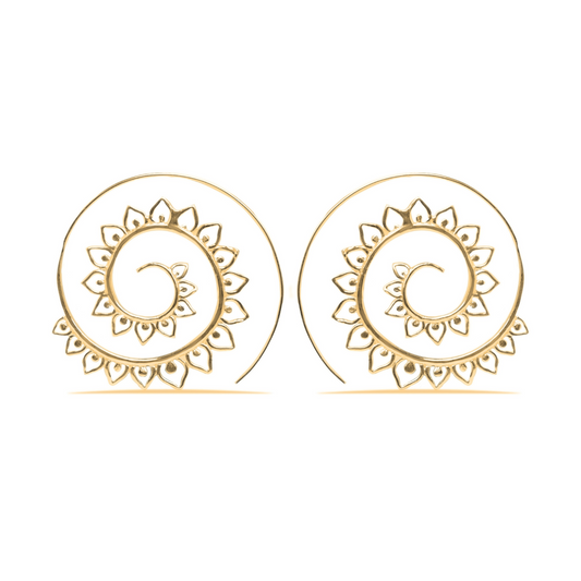Spiral Lotus With Small Dots Earrings (Code: EB50)
