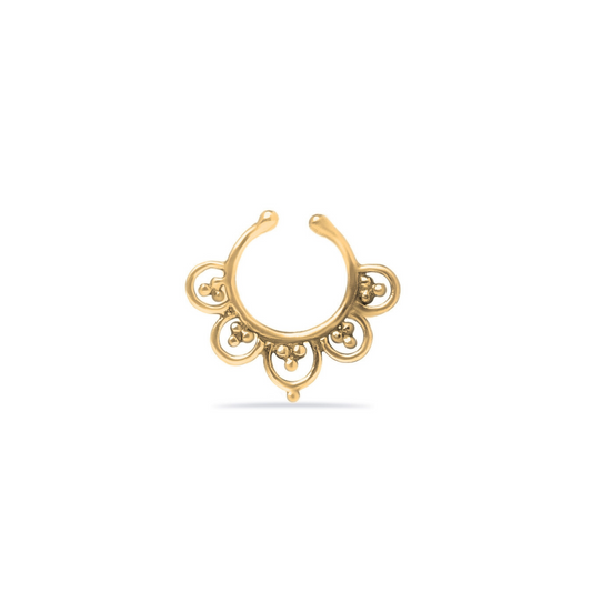 Lotus With Dots Fake Septum Piercing (code: SF4)
