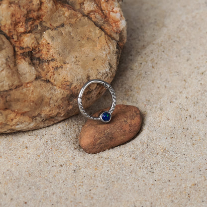 Silver Plated Septum Ring Set With Synthetic Opal