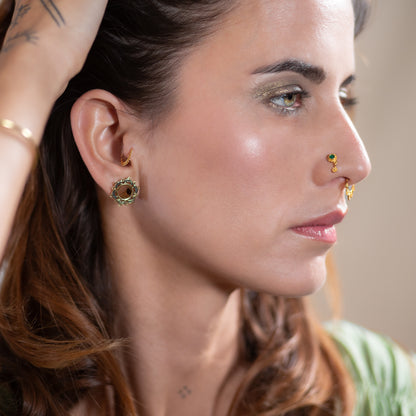 Gemstone Mandala With Flower Charm Nose Stud (Code: NS42)