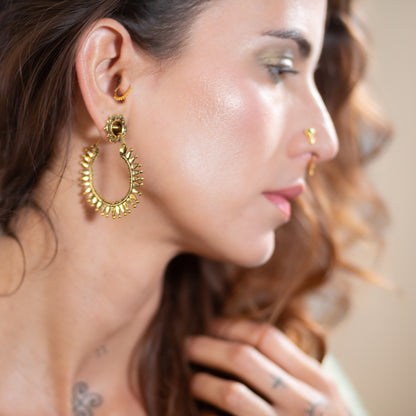 Sun Hoop Earrings With Small Dots (Code: ES51)