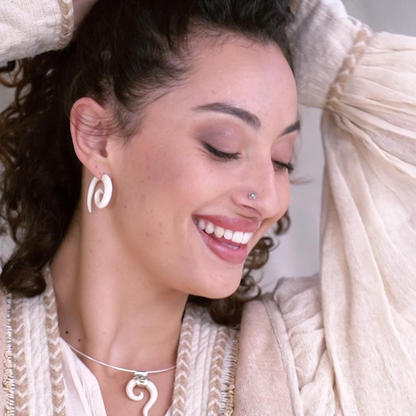 Spiral Fake Gauge Earrings made of Bone
