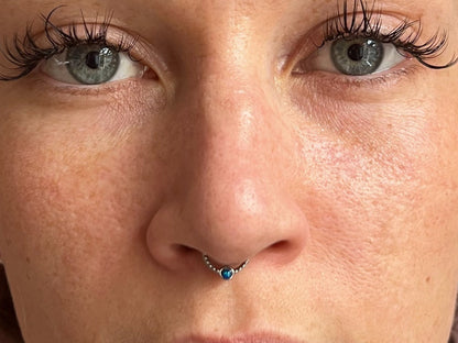 Silver Plated Septum Ring Set With Synthetic Opal