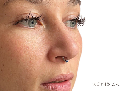 Silver Plated Septum Ring Set With Synthetic Opal