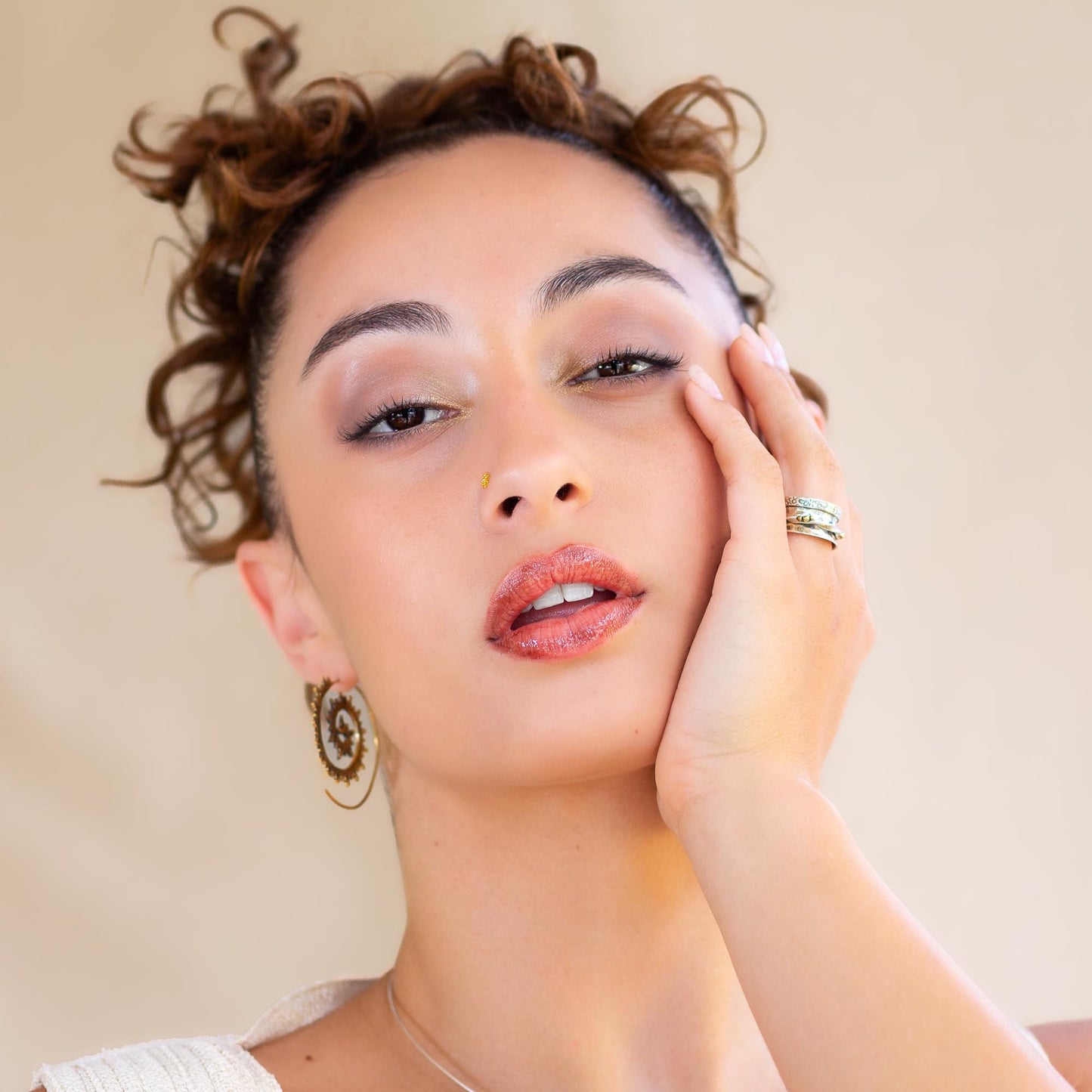 Spiral Shape With Tiny Balls Earrings (Code: EB2)